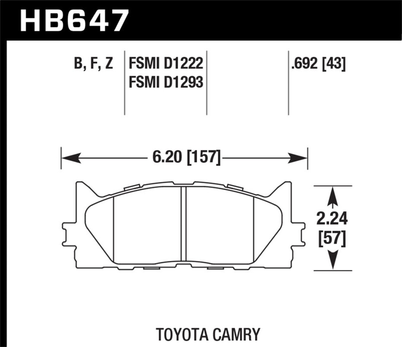 Toyota Camry SE/XLE Brake Pads - Front - Hawk Performance - HPS Street - `07-`11